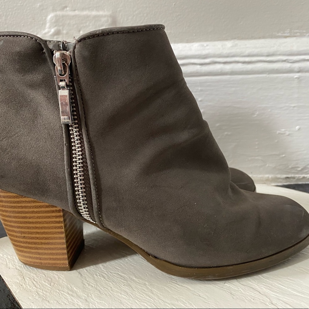 Macy’s gray suede booties